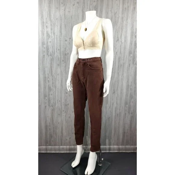 Vintage 90s Jordache Jean Mom Jean Tapered Leg High Waist Relaxed Brown Denim - Picture 8 of 8